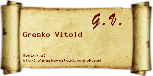 Gresko Vitold névjegykártya